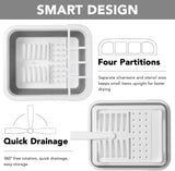 Collapsible Dish Drying Rack, Pop Up Dinnerware Drainer and Plate Organiser for Kitchen, RV, Caravan, Camping and Travel, Grey