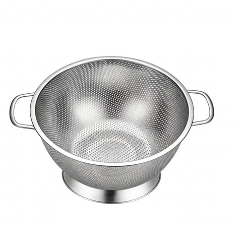 Stainless Steel Mesh Kitchen Strainer, Food Sieve with Riveted Handles and Ring Base for Pasta, Rice, Vegetables, Fruit and Draining
