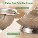 Stainless Steel Mesh Kitchen Strainer, Food Sieve with Riveted Handles and Ring Base for Pasta, Rice, Vegetables, Fruit and Draining In Australia - Darrahopens