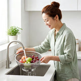 Stainless Steel Mesh Kitchen Strainer, Food Sieve with Riveted Handles and Ring Base for Pasta, Rice, Vegetables, Fruit and Draining