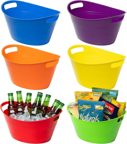 6 Pack Plastic Ice Buckets with Handles, 4.5 L Drink Tubs for Wine, Beer, Champagne, Parties, Bars and Beverage Cooling, Assorted Colours In Australia - Darrahopens