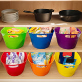 6 Pack Plastic Ice Buckets with Handles, 4.5 L Drink Tubs for Wine, Beer, Champagne, Parties, Bars and Beverage Cooling, Assorted Colours