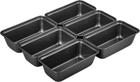6 Pack Non Stick Mini Loaf Pans, Carbon Steel Baking Tins for Bread, Cakes, Meatloaf, Desserts and Home Baking, Grey In Australia - Darrahopens
