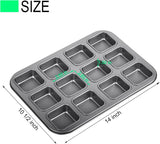 2 Pack 12 Cavity Brownie and Muffin Pans, Non Stick Carbon Steel Bakeware for Mini Cakes, Brownies, Bread and Desserts, Grey In Australia - Darrahopens