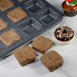 2 Pack 12 Cavity Brownie and Muffin Pans, Non Stick Carbon Steel Bakeware for Mini Cakes, Brownies, Bread and Desserts, Grey