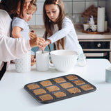 2 Pack 12 Cavity Brownie and Muffin Pans, Non Stick Carbon Steel Bakeware for Mini Cakes, Brownies, Bread and Desserts, Grey In Australia - Darrahopens
