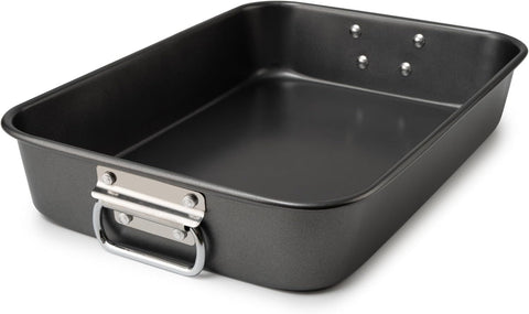 Non Stick Lasagne Pan with Handles, Deep Rectangular Oven Roasting Dish for Cakes, Brownies, Lasagne and Family Baking, 38.1 x 27.9 x 7.6 cm