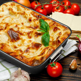 Non Stick Lasagne Pan with Handles, Deep Rectangular Oven Roasting Dish for Cakes, Brownies, Lasagne and Family Baking, 38.1 x 27.9 x 7.6 cm