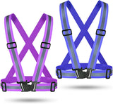 2 Pack High Visibility Reflective Safety Vests, Adjustable Running Gear for Walking, Cycling, Jogging and Night Exercise, Blue and Purple In Australia - Darrahopens