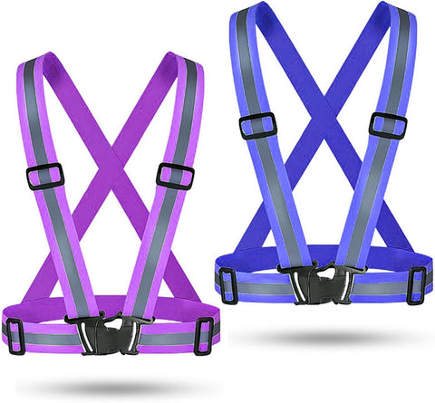 2 Pack High Visibility Reflective Safety Vests, Adjustable Running Gear for Walking, Cycling, Jogging and Night Exercise, Blue and Purple In Australia - Darrahopens