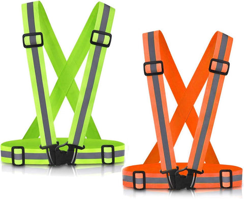 2 Pack High Visibility Reflective Safety Vests, Adjustable Running Gear for Walking, Cycling, Jogging and Night Exercise, Green and Orange In Australia - Darrahopens