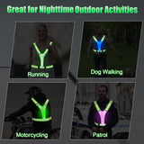 Rechargeable LED Reflective Running Vest, Adjustable High Visibility Safety Gear for Night Walking, Cycling, Jogging and Exercise, Orange
