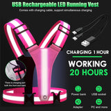 Rechargeable LED Reflective Running Vest, Adjustable High Visibility Safety Gear for Night Walking, Cycling, Jogging and Exercise, Pink In Australia - Darrahopens