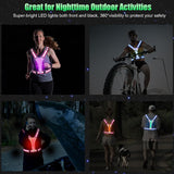 Rechargeable LED Reflective Running Vest, Adjustable High Visibility Safety Gear for Night Walking, Cycling, Jogging and Exercise, Pink