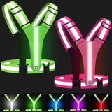 Rechargeable LED Reflective Running Vest, Adjustable High Visibility Gear for Night Walking, Cycling, Jogging and Exercise, Green and Pink In Australia - Darrahopens
