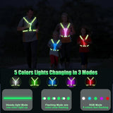 Rechargeable LED Reflective Running Vest, Adjustable High Visibility Gear for Night Walking, Cycling, Jogging and Exercise, Green and Pink In Australia - Darrahopens