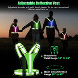 Rechargeable LED Reflective Running Vest, Adjustable High Visibility Gear for Night Walking, Cycling, Jogging and Exercise, Green and Pink
