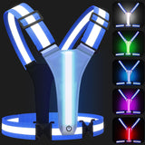 Rechargeable LED Reflective Running Vest, Adjustable High Visibility Safety Gear for Night Walking, Cycling, Jogging and Exercise, Blue In Australia - Darrahopens