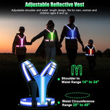 Rechargeable LED Reflective Running Vest, Adjustable High Visibility Safety Gear for Night Walking, Cycling, Jogging and Exercise, Blue