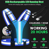 Rechargeable LED Reflective Running Vest, Adjustable High Visibility Safety Gear for Night Walking, Cycling, Jogging and Exercise, Blue