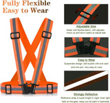 2 Pack High Visibility Reflective Safety Vests, Adjustable Running Gear for Cycling, Jogging, Walking and Night Exercise, Orange