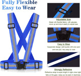 2 Pack High Visibility Reflective Safety Vests, Adjustable Running Gear for Cycling, Jogging, Walking and Night Exercise, Blue