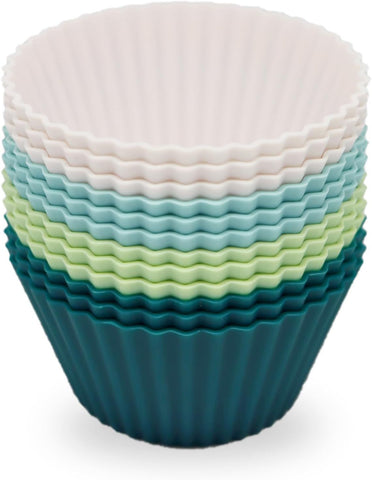 12 Pack Large Silicone Muffin Cups, Reusable Jumbo Cupcake Liners for Baking, Lunchboxes, Ovens and Dishwashers, Neutral Colours, 9 cm In Australia - Darrahopens