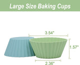 12 Pack Large Silicone Muffin Cups, Reusable Jumbo Cupcake Liners for Baking, Lunchboxes, Ovens and Dishwashers, Neutral Colours, 9 cm