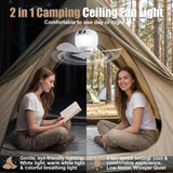 Rechargeable Camping Fan with Light and Remote, Portable Hanging Tent Fan with 3 Speeds, 3 Light Modes and Timer for Travel and Outdoors In Australia - Darrahopens
