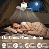 Rechargeable Camping Fan with Light and Remote, Portable Hanging Tent Fan with 3 Speeds, 3 Light Modes and Timer for Travel and Outdoors In Australia - Darrahopens