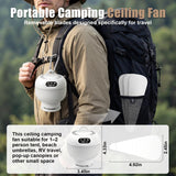 Rechargeable Camping Fan with Light and Remote, Portable Hanging Tent Fan with 3 Speeds, 3 Light Modes and Timer for Travel and Outdoors In Australia - Darrahopens