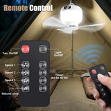 Rechargeable Camping Fan with Light and Remote, Portable Hanging Tent Fan with 3 Speeds, 3 Light Modes and Timer for Travel and Outdoors In Australia - Darrahopens
