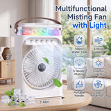 Portable Misting Camping Fan with Water Tank and LED Light, Rechargeable Battery Powered Fan for Tents, Patio, Bedroom and Outdoor Use In Australia - Darrahopens