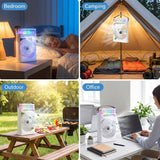 Portable Misting Camping Fan with Water Tank and LED Light, Rechargeable Battery Powered Fan for Tents, Patio, Bedroom and Outdoor Use