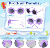 2 Pack Flower Shaped Kids Sunglasses, Round Outdoor Eyewear Set for Dress Up, Parties, Holidays, Photos and Everyday Sun Protection