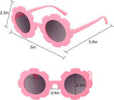 2 Pack Flower Shaped Kids Sunglasses, Round Outdoor Eyewear Set for Dress Up, Parties, Holidays, Photos and Everyday Sun Protection