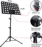 Sheet Music Stand with Carry Bag, Adjustable Folding Music Holder for Guitar, Ukulele, Violin, School Practice and Stage Use, Black In Australia - Darrahopens