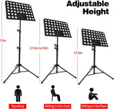 Sheet Music Stand with Carry Bag, Adjustable Folding Music Holder for Guitar, Ukulele, Violin, School Practice and Stage Use, Black In Australia - Darrahopens