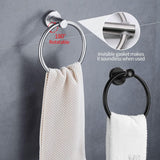 2 Piece Stainless Steel Bathroom Set, Toilet Paper Holder and Towel Ring for Wall Mount Installation, Matte Black