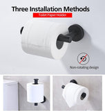 2 Piece Stainless Steel Bathroom Set, Toilet Paper Holder and Towel Ring for Wall Mount Installation, Matte Black