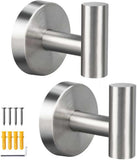 2 Pack Brushed Nickel Towel Hooks, SUS304 Stainless Steel Wall Hooks for Bathrooms, Bedrooms, Kitchens, Hotels and Offices
