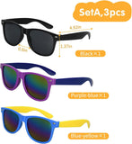3 Pack Kids Sunglasses Set, Colourful Outdoor Eyewear for Dress Up, Parties, Holidays, Photography and Everyday Play