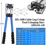 Cable Lug Crimping Tool Kit with 74 Copper Wire Lugs and 100 Heat Shrink Tubes, Heavy Duty Crimper for AWG 10 to 1/0