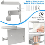 Brushed Nickel Toilet Paper Holder with Shelf, Wall Mount Tissue Roll Holder with Screw or Self Adhesive Installation for Bathrooms In Australia - Darrahopens