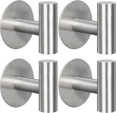 4 Pack Waterproof Adhesive Hooks, Heavy Duty Stainless Steel Wall Hooks for Bathrooms, Kitchens, Bedrooms and Hotels, Brushed Nickel In Australia - Darrahopens