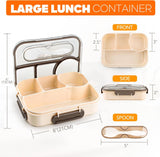 4 Compartment Bento Lunch Box, BPA Free Dishwasher Safe Food Container for Work, School, Picnics and Meal Prep, Khaki In Australia - Darrahopens