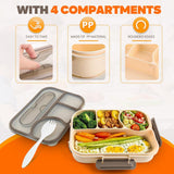 4 Compartment Bento Lunch Box, BPA Free Dishwasher Safe Food Container for Work, School, Picnics and Meal Prep, Khaki In Australia - Darrahopens