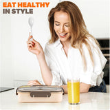 4 Compartment Bento Lunch Box, BPA Free Dishwasher Safe Food Container for Work, School, Picnics and Meal Prep, Khaki