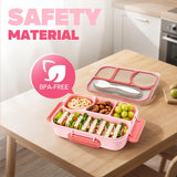 4 Compartment Bento Lunch Box, BPA Free Dishwasher Safe Food Container for Work, School, Picnics and Meal Prep, Pink In Australia - Darrahopens