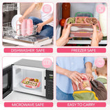 4 Compartment Bento Lunch Box, BPA Free Dishwasher Safe Food Container for Work, School, Picnics and Meal Prep, Pink